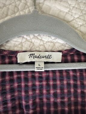 Madewell Checked Button-Down Shirt in Burgundy and Navy